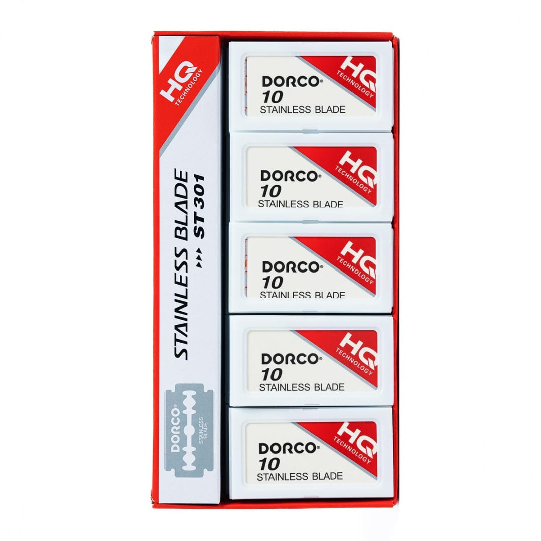 Dorco ST-301 Stainless Steel Double Edge Razor Blades, 100 Pack