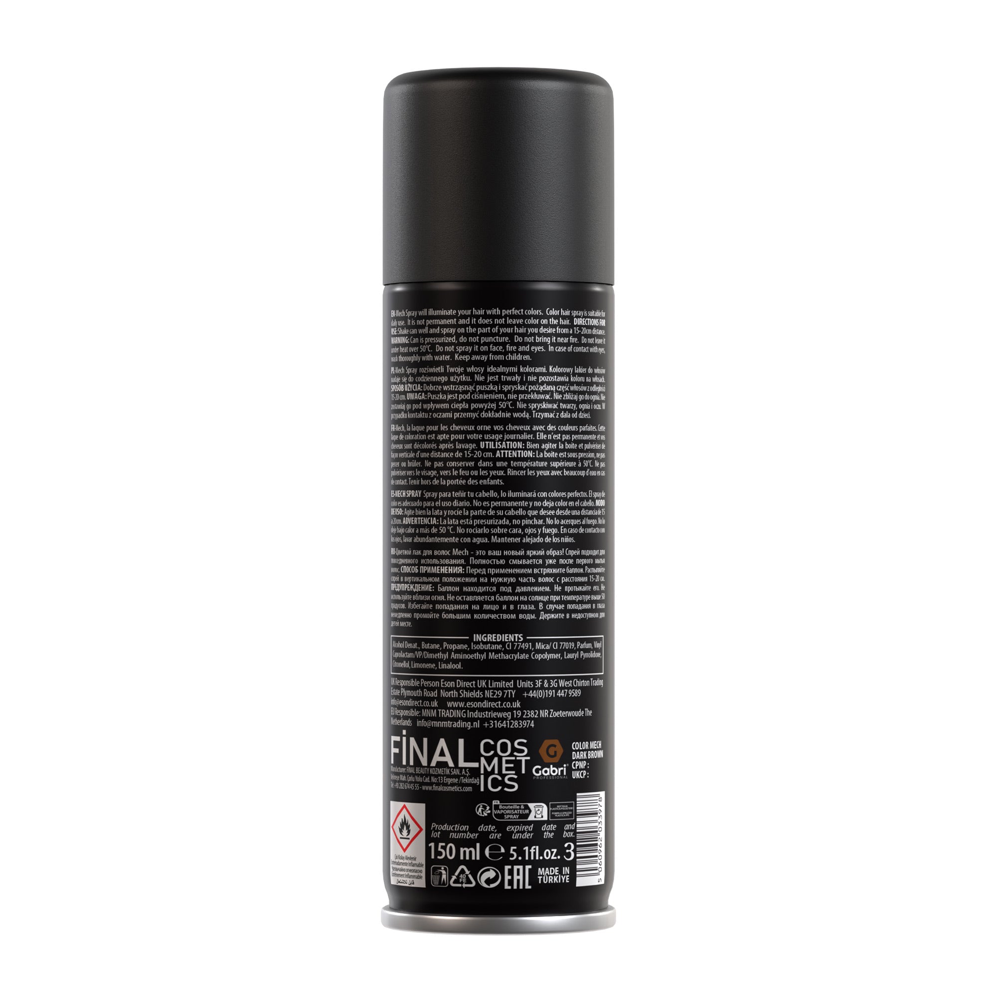 Gabri Professional - Pro Temporary Colour Hair Spray - Dark Brown
